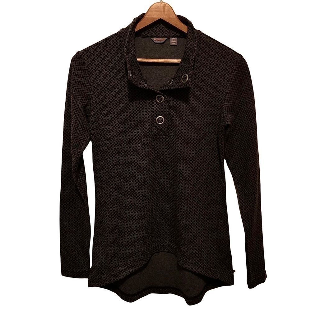 Merrell Gray Indira Snap Button Geometric Print Shirt Women’s Small Long Sleeve